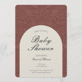 Scarlet Traditional Floral Arts and Crafts Shower 招待状