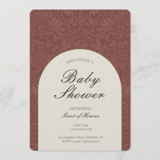 Scarlet Traditional Floral Arts and Crafts Shower 招待状