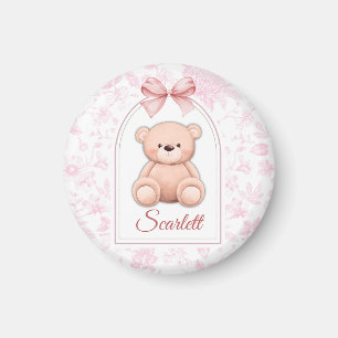 Scarlett オーダーメイド ピンクのテディベアの保育園デザイン マグネット