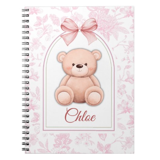 Scarlett | Custom Pink Teddy Bear Nursery Design  ノートブック (正面)