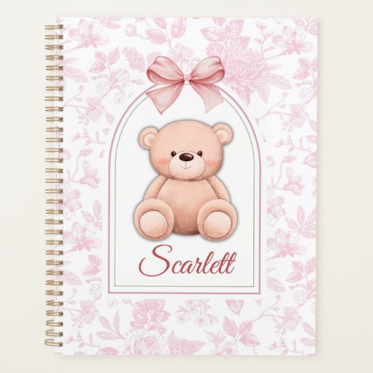 Scarlett | Custom Pink Teddy Bear Nursery Design プランナー手帳 (正面)