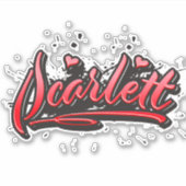 Scarlett red Heart Graffiti Aufkleber Sticker シール (正面)