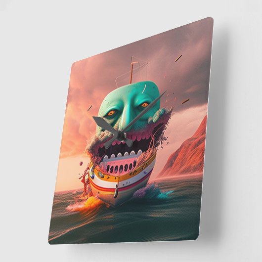 Scary boat スクエア壁時計 (傾斜)