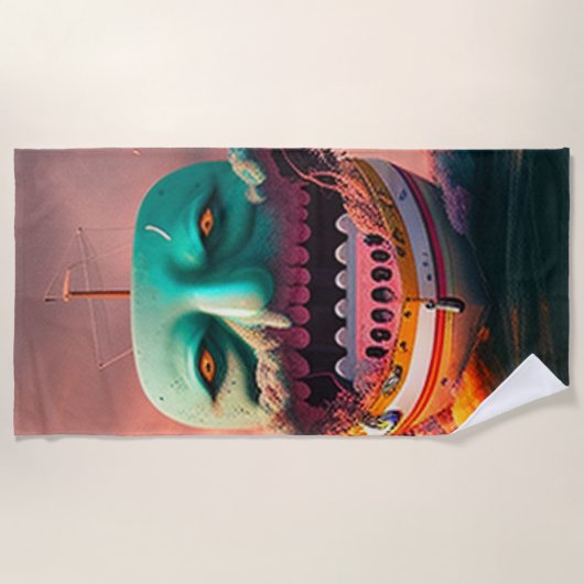 Scary Boat ビーチタオル (正面)