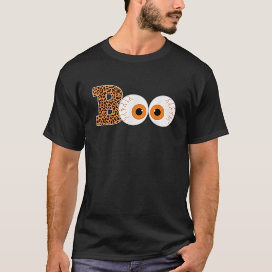 Scary Boo Eyeball Leopard Print Halloween Costume  Tシャツ (正面)