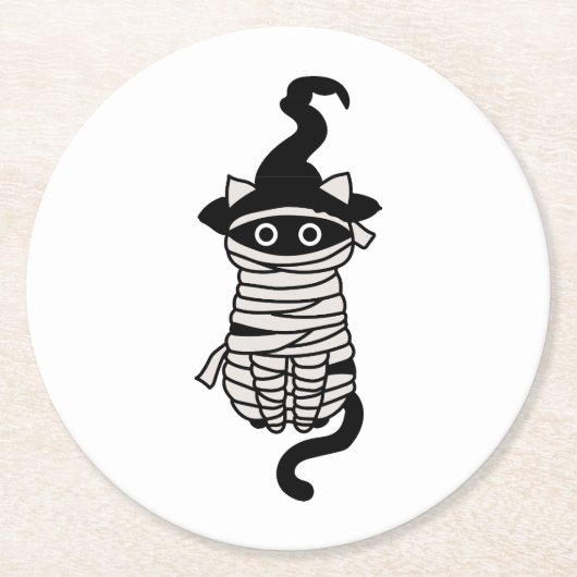 Scary cat wrapped ラウンドペーパーコースター (正面)