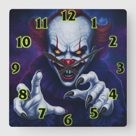 Scary Clown  Square Wall Clock スクエア壁時計
