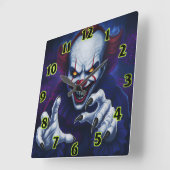 Scary Clown  Square Wall Clock スクエア壁時計 (傾斜)