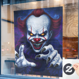 Scary Clown Window Cling ウィンドウサイン