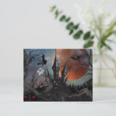 Scary Dark Halloween Night with Moon, Witch ポストカード (スタンド正面)
