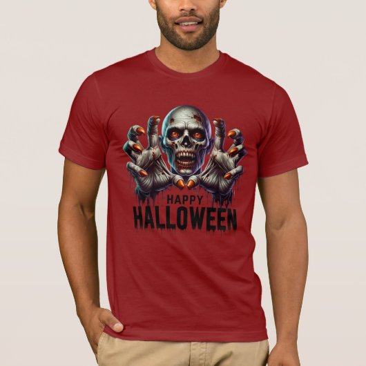 Scary Face & Hand Halloween Horror Design Tシャツ (正面)