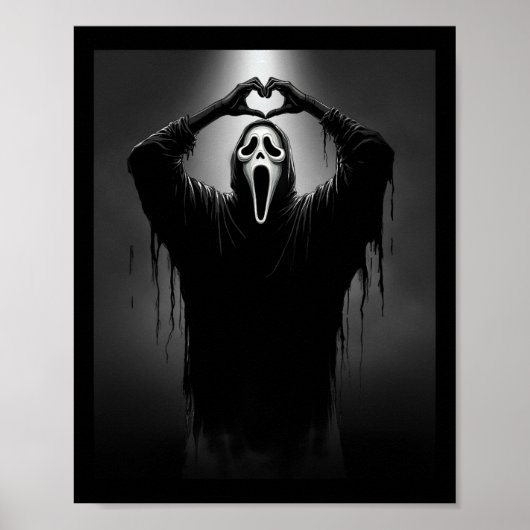 Scary Face Horror Ghost Heart Hands Creepy Hallowe ポスター (正面)