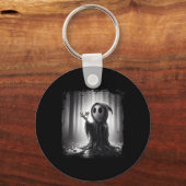 Scary Face Horror Poster Halloween Ghost Heart Sha キーホルダー (正面)