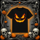 Scary Fiery Jack-O-Lantern Face Tシャツ