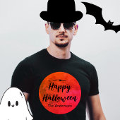 Scary Full Moon Typography Black Orange Halloween Tシャツ