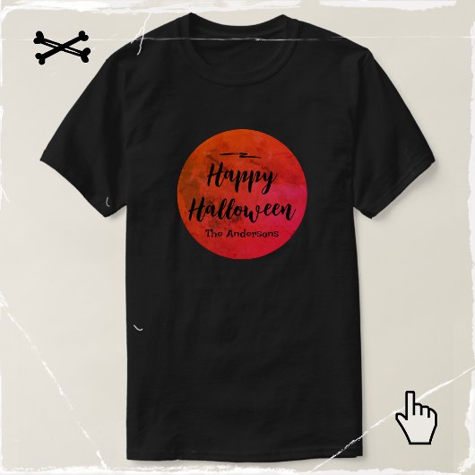 Scary Full Moon Typography Black Orange Halloween Tシャツ