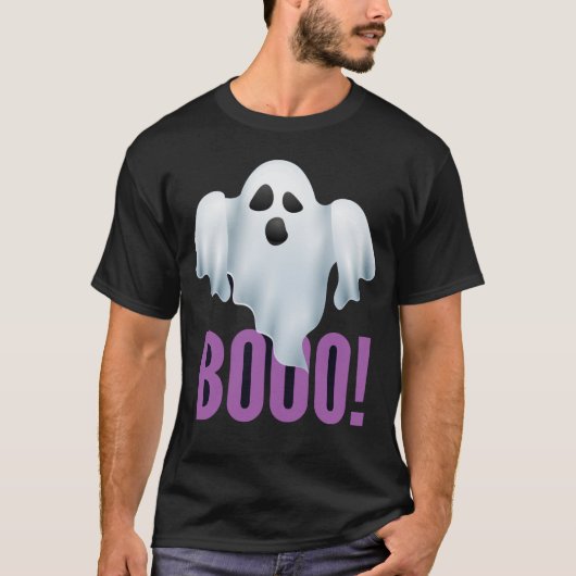 Scary Ghost with 'BOOO!' Text Tシャツ (正面)