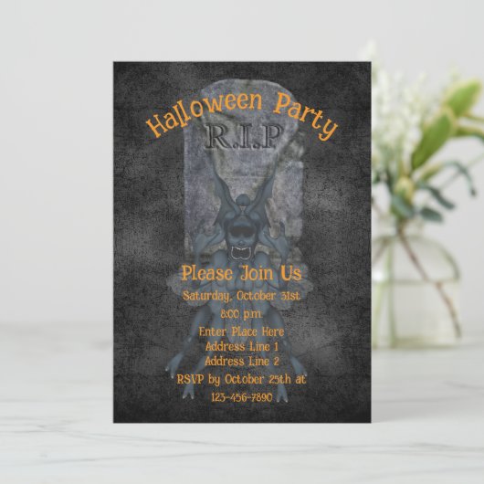 Scary Goblin Gravestone Halloween 招待状 (スタンド正面)