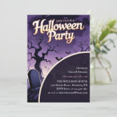 Scary Graveyard Spooky Halloween Party 招待状 (スタンド正面)