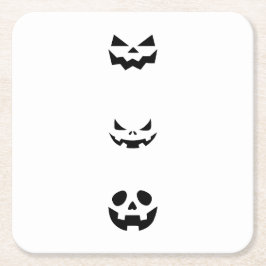 Scary Halloween Faces スクエアペーパーコースター