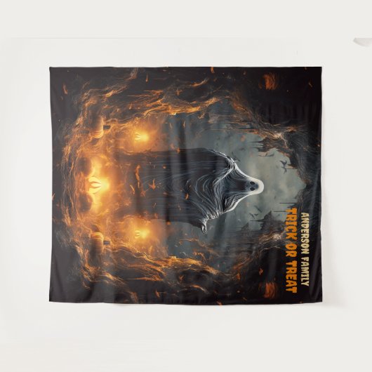 Scary Halloween Ghost Hanging タペストリー (正面(横))