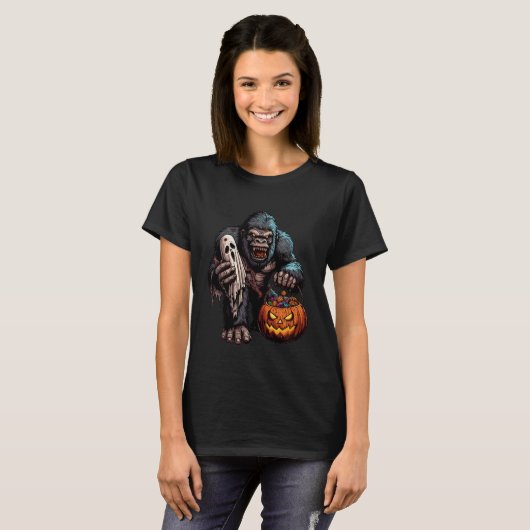 Scary Halloween Gorilla Ghost Spooky Candy Bag 5 Tシャツ (正面フル)