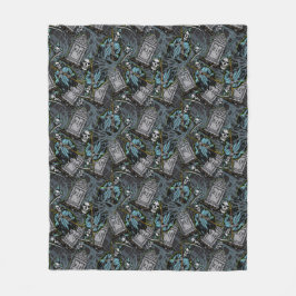 Scary Halloween Grim Reaper Grave Stones Pattern フリースブランケット