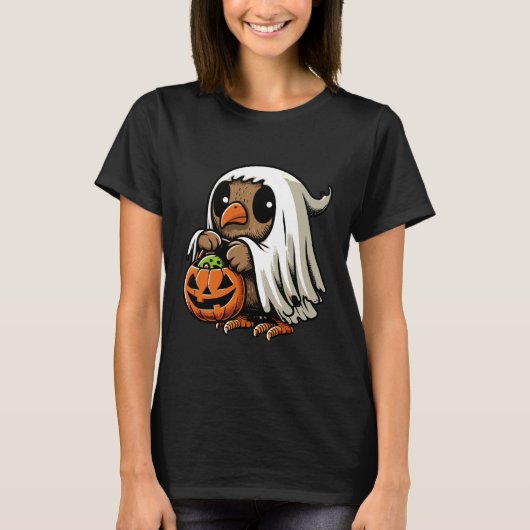 Scary Halloween Kiwi Bird Ghost Spooky Candy Bag 7 Tシャツ (正面)
