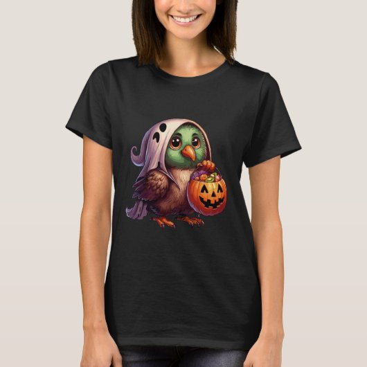 Scary Halloween Kiwi Bird Ghost Spooky Candy Bag 9 Tシャツ (正面)