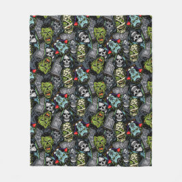 Scary Halloween Monsters Zombies Vampires Mummies フリースブランケット