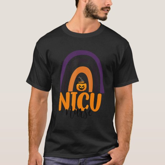 Scary Halloween Nicu Nurse Rainbow Neonatal Icu Nu Tシャツ (正面)