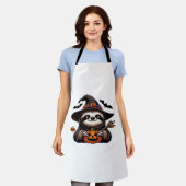 Scary Halloween Sloth Witch Hat Costume Spooky Sea エプロン (着用した状態)