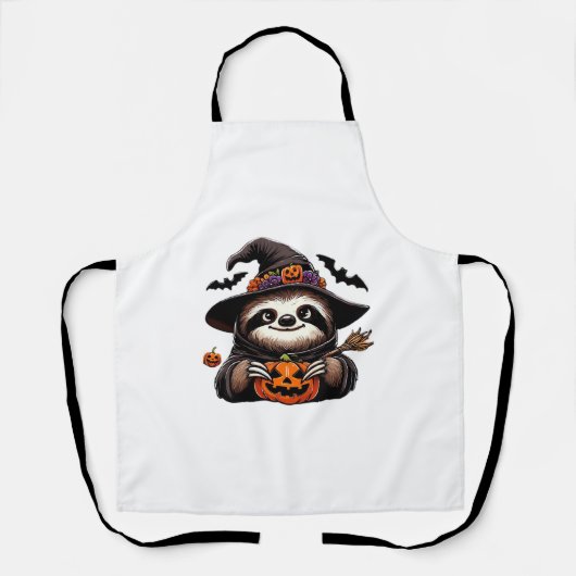 Scary Halloween Sloth Witch Hat Costume Spooky Sea エプロン (正面)