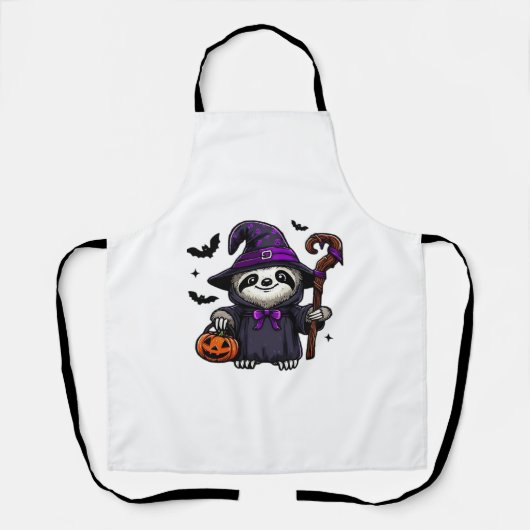 Scary Halloween Sloth Witch Hat Costume Spooky Sea エプロン (正面)