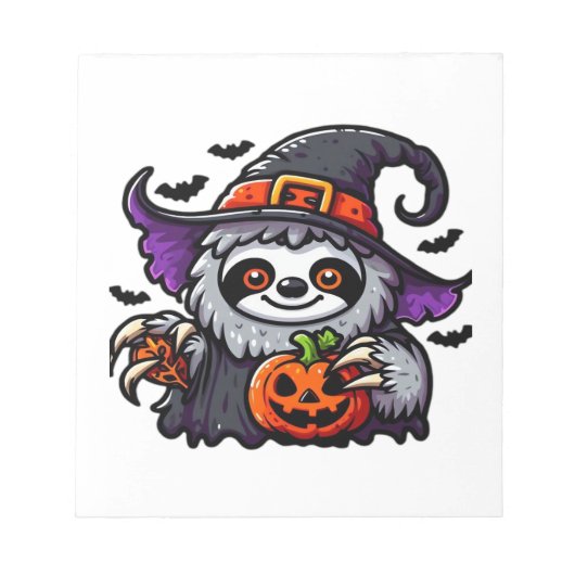 Scary Halloween Sloth Witch Hat Costume Spooky Sea ノートパッド (正面)