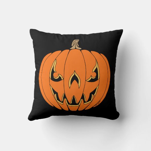 Scary Jack-o'-Lantern Halloween Design クッション (裏面)