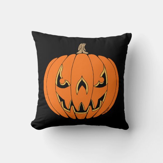 Scary Jack-o'-Lantern Halloween Design クッション (正面)