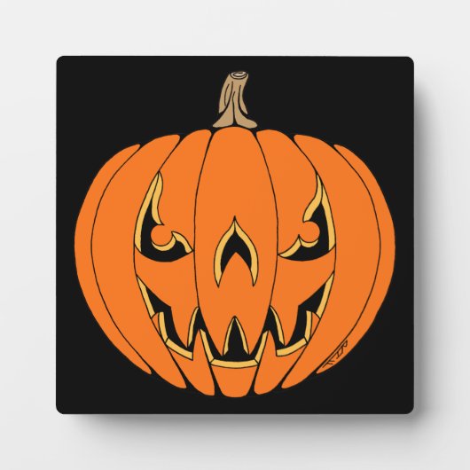 Scary Jack-o'-Lantern Halloween Design フォトプラーク (正面)