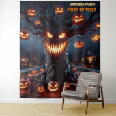 Scary Jack-o'-Lantern Tree Halloween Hanging タペストリー (インサイチュ)