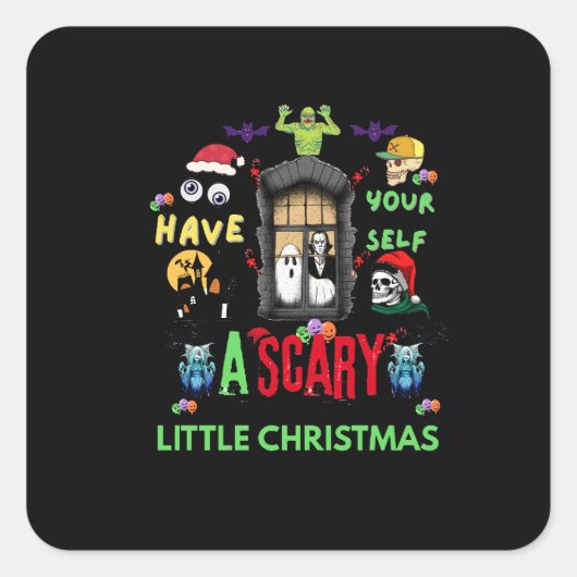 Scary Little Christmas Horror Holiday Design  スクエアシール (正面)