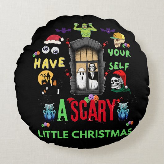 Scary Little Christmas Horror Holiday Design   ラウンドクッション (正面)