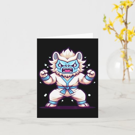 Scary Martial Arts Fighter Karate Boxer Comt Kung  カード (黄色い花)