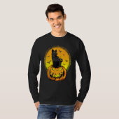 Scary Nightcat Black Cat With Yellow Eyes Pumpkin  Tシャツ (正面フル)