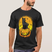 Scary Nightcat Black Cat With Yellow Eyes Pumpkin  Tシャツ (正面)