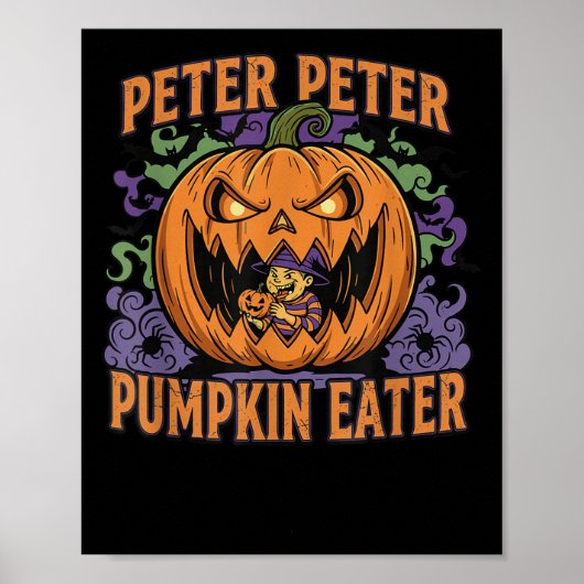 Scary Peter Pumpkin Eater Halloween Jack O Lantern ポスター (正面)