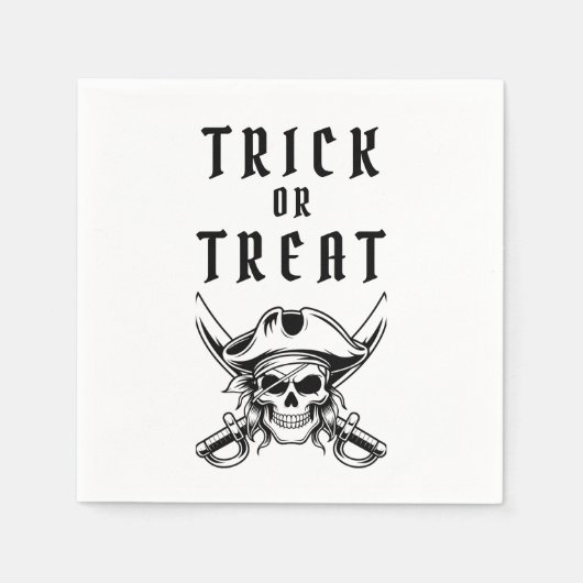 Scary Pirate Skull Trick Or Treat Halloween スタンダードカクテルナプキン (正面)