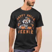 Scary Pumpkin Bat Funny Witch Hat Dachshund Dog Ha Tシャツ (正面)