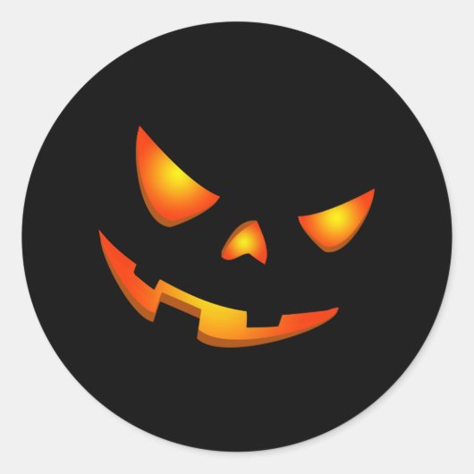Scary Pumpkin Face Halloween Jack O Lantern ラウンドシール (正面)