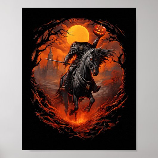 Scary Pumpkin Headless Horseman Halloween  ポスター (正面)