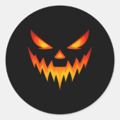 Scary Pumpkin Jack O Lantern Face Halloween Costum ラウンドシール (正面)
